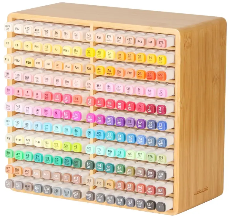 Marker Organizer Hold  Birthday Gifts Bamboo Pen Holder Art Supply Pencil Storage Organizer  Compartments All-in-One Marker Storage for Office Desk