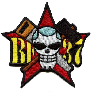 One Piece Anime Patch Franky Jolly roger Embroidered Iron On