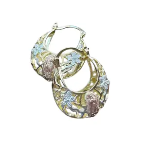 Virgin Marry Tricolor Gold-Plated Basket Earrings