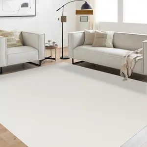 Soft Large Plastic Floor Mat for Living Room, 6'x9' Beige  Vinyl Area Rug for  Spills, Non-Slip Durable Multi-Pupose Floor Cover Protector for High Traffic Areas