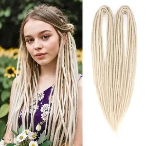 18" Double Ended Dreadlock Extensions, 20 Strands Handmade 613 Blonde Synthetic DE Dreads Extensions, Thin 0.6cm Width Reggae Hippie Soft Dreads Style for Woman