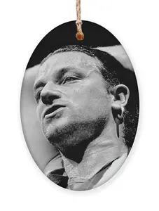 Bono - U2 #9 Ornament, Ceramic and Acrylic Ornament, Christmas Vintage Rock band home decor, Xmas gift for U2 fan