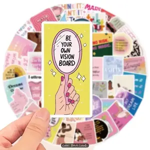 Vision Board Sticker Pack – 50+ Positive Affirmation & Motivational Stickers for Journals, Planners, Water Bottles, Laptops, Scrapbooks & Vision Boards | Waterproof | Aesthetic Self Love Stickers