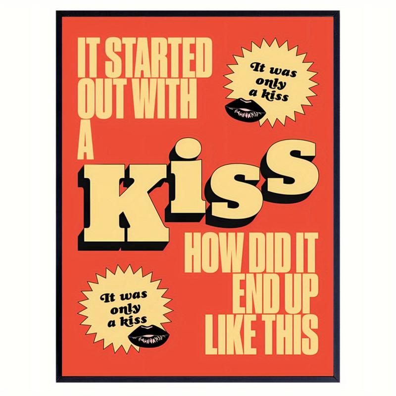 1pc Canvas Poster, It Was Only A Kiss Print, Lyrics Print Poster, Music Lover Poster Wall Art for Living Room, Wall Decor for Bedroom, Home Decor Room Decor Frameless
