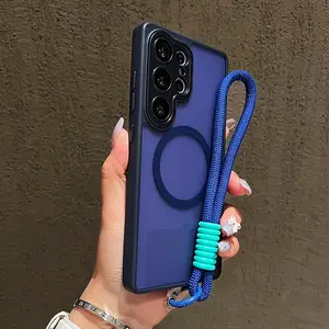 Magnetic Shockproof Phone Case with Wrist Strap, Samsung Galaxy S26ultra S25ultra S24 S23 Ultra/a57 A56 A36 A37 A17 A26, Full Camera Protection