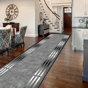 Modern Style Hallway Rug, European Marble Pattern Long Runner Mat, Pet Friendly Non-Slip Soft Plush Foot Pad, Foldable Indoor Carpet, Washable Area Rug, Home Decorative Rug