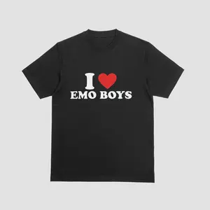 I Love Emo Boys Shirt Funny Alternative Goth Heart Graphic T-Shirt