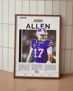 Josh Allen Poster, Sports Room Art, Football Print( Unframed-Print Only )
