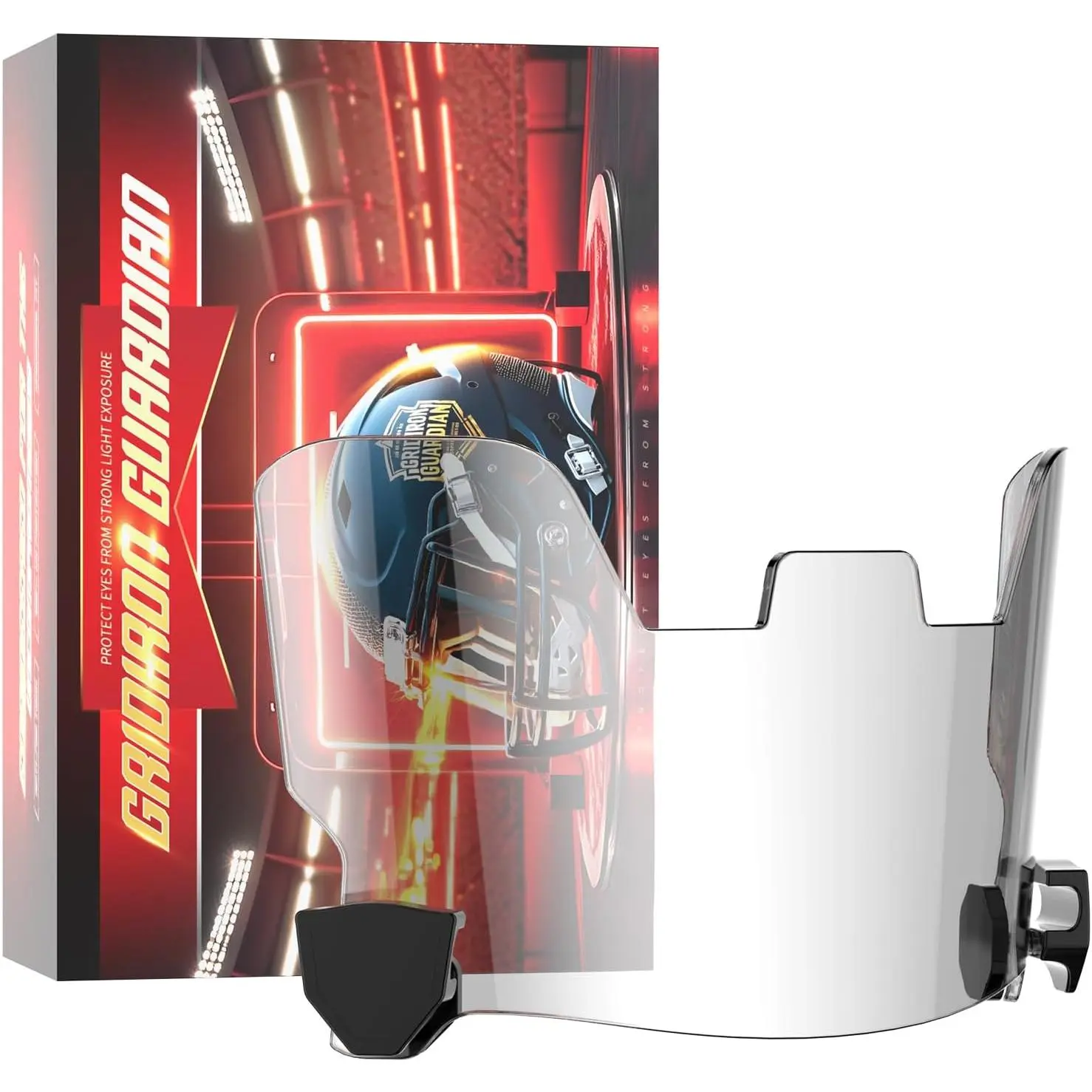 Transparent Polycarbonate Football Visor - Robust Scratch-Resistant Coating, Lightweight Protective Gear with Quick Clip, Universal Fit for Riddell Speedflex, Schutt & Xenith Helmets (For Adults)