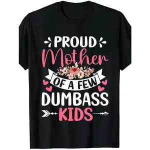 [100% Cotton] 100% CottonProud Mom T-Shirt Round Neck Cotton T-Shirt for Men Men Short Sleeve T-Shirt Shirts Women Men Family T-Shirt Funny Gift T-Shirt