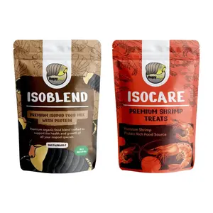 Isoblend 2 Pack Premium Isopod Food Bundle Protein Vegetable Dry Blend and Shrimp Treat Rich Food Source for Feeders Insects Reptiles Invertebrates