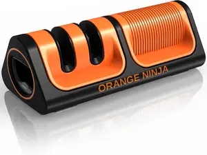 Orange Ninja Mini Knife Sharpener - Coarse & Fine Knife Sharpener with Bottle Opener