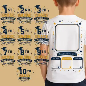 100% Cotton Grade Celebration T-Shirt With Graduation Cap And Stars Design For School Milestones Perfect For Back To School Or End Of Year Events Ideal Gift For Students Teachers And Parents#SignMyShirt#LastDayOfSchool