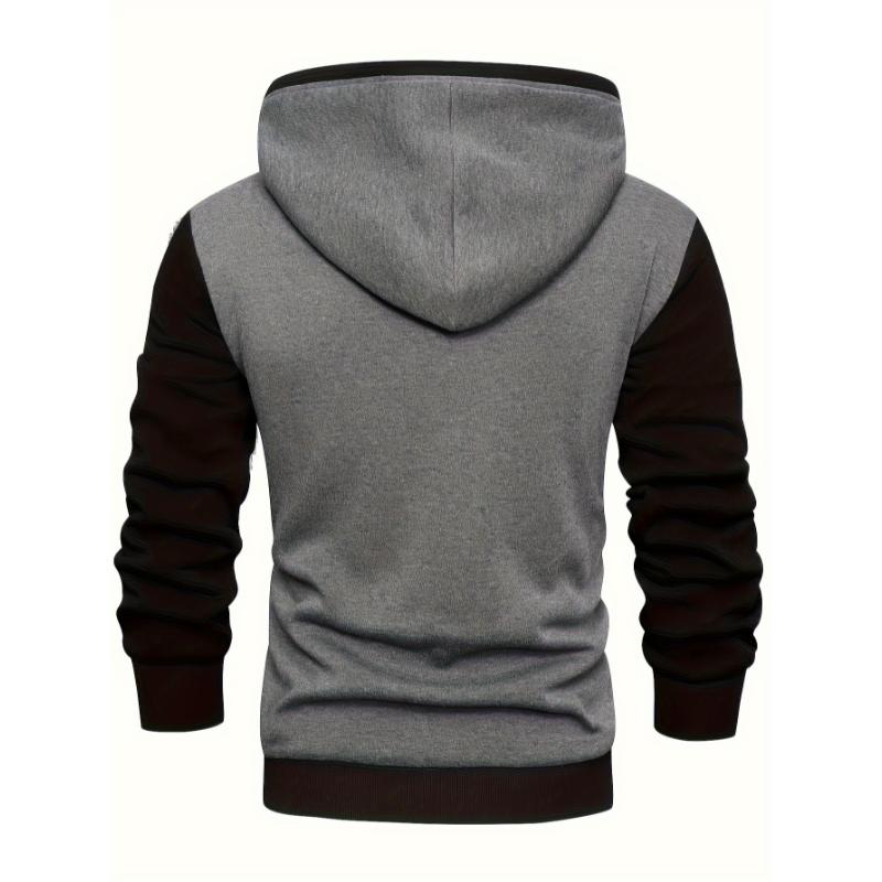 Stylish Patchwork Hooded Sweatshirt - Fashion Hoodies with Contrast Color, Kangaroo Pocket, and Long Sleeve for Casual Daily Outerwear
