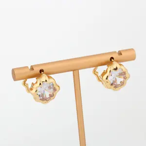 Boucles d’oreilles Zircon Drop Earrings for Women Irregular Delicate Ear Copper Jewelry for Gifts