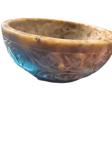 Natural Stone Carved Tableware Smudge Bowl, 5"D x 2"H