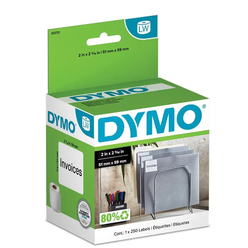 DYMO LabelWriter Multi-Purpose Printing Labels, 1 Roll of 250 - Black Text on White, 2x2.5" (51mmx59mm) Standard Size Office Labels for Computers & Office Stationery Supplies