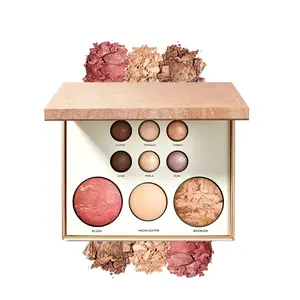 Gilded Multi-Purpose Makeup Starter Kit - Flawless Contour Palette with Eyeshadows, Blush, Bronzer, Highlighter, Vanilla Brightener, Baked Tan Cosmetic All-in-1 Set