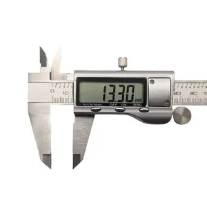 Digital Vernier Caliper: A stainless steel measuring tool featuring a large LCD screen. It supports one-touch switching between Imperial, Metric, and fractional units, making it ideal for DIY projects and everyday household use.