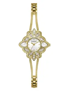 GUESS Female Gold-Tone Flower Analog Watch