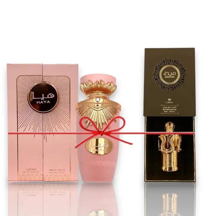 Lattafa Bundle | Haya + Maitha | Women's Fragrance | 20 ML - 100 ML | Eau De Parfum + Concentrated Oil | Champagne - Strawberry & Tangerine