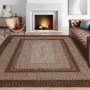 【GARVEE】10x13 Washable Area Rug For Living Room Non-Shedding & Easy Care Modern Rugs Non-Slip Low Pile Large Carpets Bedroom Dining Room Mat Home Decor Brown
