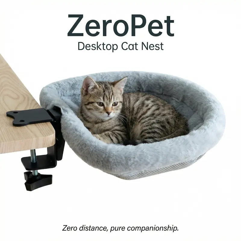 ZeroPet Foldable Desk Cat Hammock | Heavy-Duty Clamp, 40lbs Capacity, Soft Sturdy Cat Bed, Machine Washable