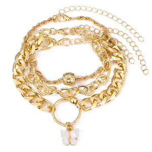 Women's Trendy Gold Heart Pearl Sports Wristband Set - Thick Chain Toggle Clasp, Freshwater Pearl, High-Shine Waterproof Stackable Bangles, Ideal for Daily Wear & Summer Party