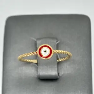 14k Mini Red Evil Eye Ring