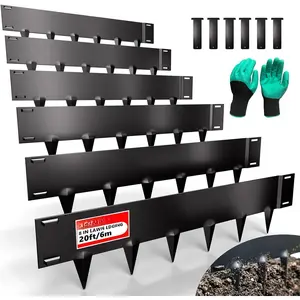 Metal Landscape Edging 20FT - 8" Tall Galvanized Steel Garden Border with Built-in Spikes & Connector Pins, No Dig Flexible Lawn Edging for Landscaping, Yard, Walkways & Flower Bed