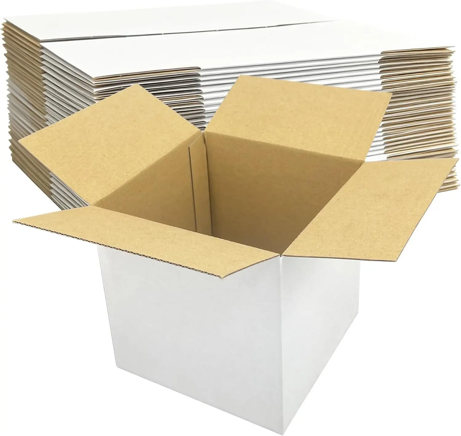 40 Pack 6x6x6 Shipping Boxes, White Corrugated Cardboard for Packaging Small Business, Mailing, Gifts, Storage