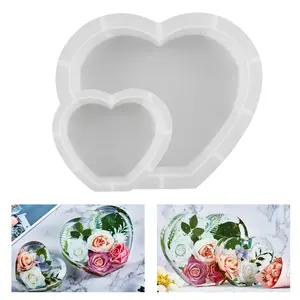 Heart Shape Resin Molds Set 2 Pcs for Flower Preservation & Resin Art Casting DIY Wedding Valentine Anniversary Home Decor Gift Easy to Use Smooth Shiny Silicone Molds