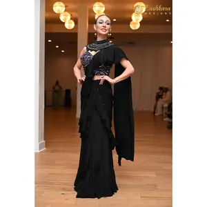 Lushkara Black Sequin Saree