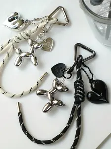 Fashionable Heart-Shaped French Bulldog Keychain, Delicate Matching Small Dog Bag Charm, Couple Accessory, Retro Charm, Charm Collector, Triangle Spring Clasp Design, Suitable For Car Keys, Bag Decoration, Clothing Accessories, Holiday Or Women's Gift