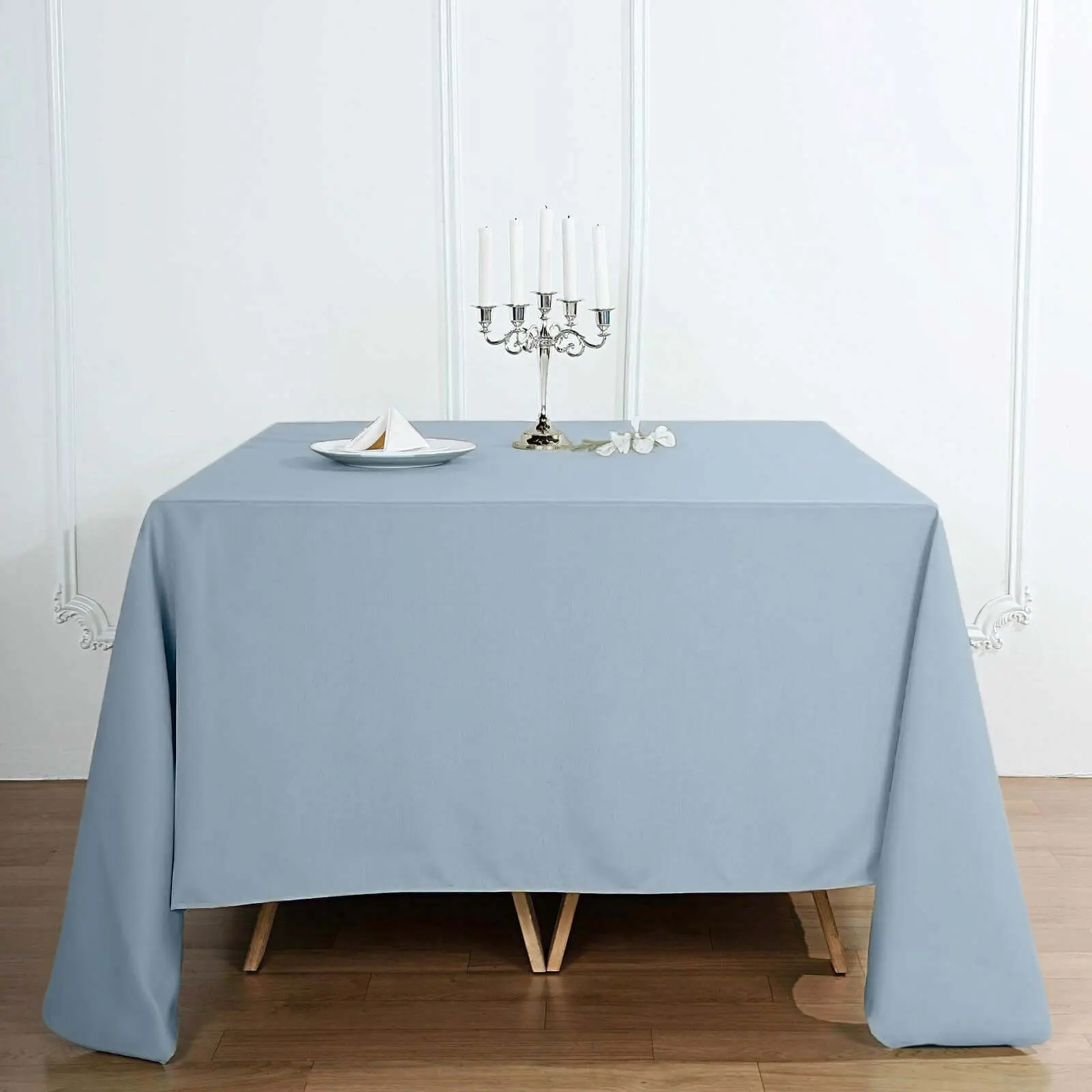 90"x90" Dusty Blue Polyester Square Tablecloth - Wrinkle-Free, Durable Kitchen Linen Table Cover for Wedding, Birthday, Christmas Dessert Table Decoration