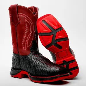 Black/Red Leather Boots With 3D Lightweight Sole - Composite Toe Black/Red Leather Boots With 3D Lightweight Sole - Composite Toe