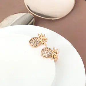 Lune de miel and tropicale à l’ananas Stud Earrings Zircon Screw Earrings for Women