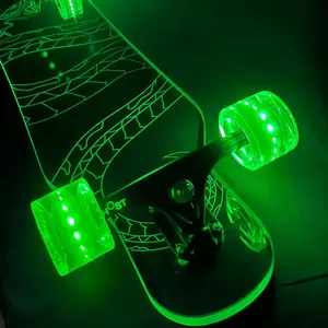 GHOST BOARDS Clear Acrylic 40" Longboards with Light up LED Wheels - Viper Design