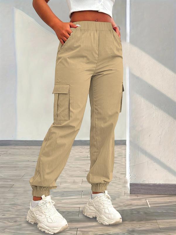 Teen Girls' Casual Multi-Pocket Cargo Pants | Basic Style Easy Care for School & Daily Use