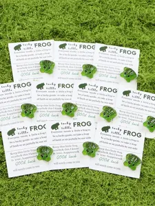 Cute Cartoon Frog Set with Inspirational Cards, Perfect for Christmas Birthday Wedding Thanksgiving Party Decorations Animal Lover Mini Souvenir Gift