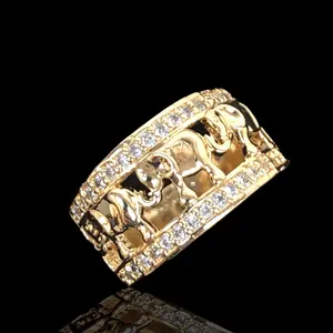 18K Gold-Filled CZ Good Luck Elephant Ring