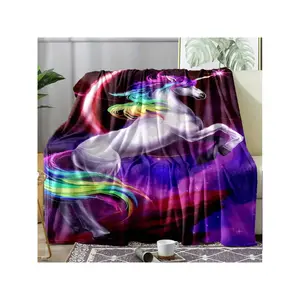 1pc Rainbow Pony Flannel Blanket For All Season, Cozy Warm Soft Blanket For Travelling-30*40in