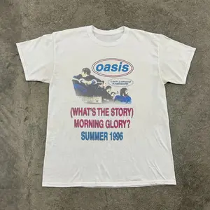 Vtg Oasis Loch Lomond Knebworth Tour 1996 Unisex White T-Shirt Size S-5Xl