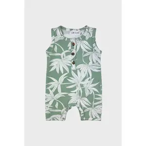 button up romper || palm sage