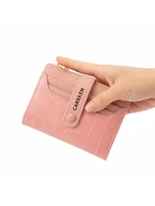 Women's Vertical Wallet, Crocodile Pattern Buckle Short Wallet, Multiple Card Slots, Cash Holder, Transparent ID Slot, Ideal for Young Women
