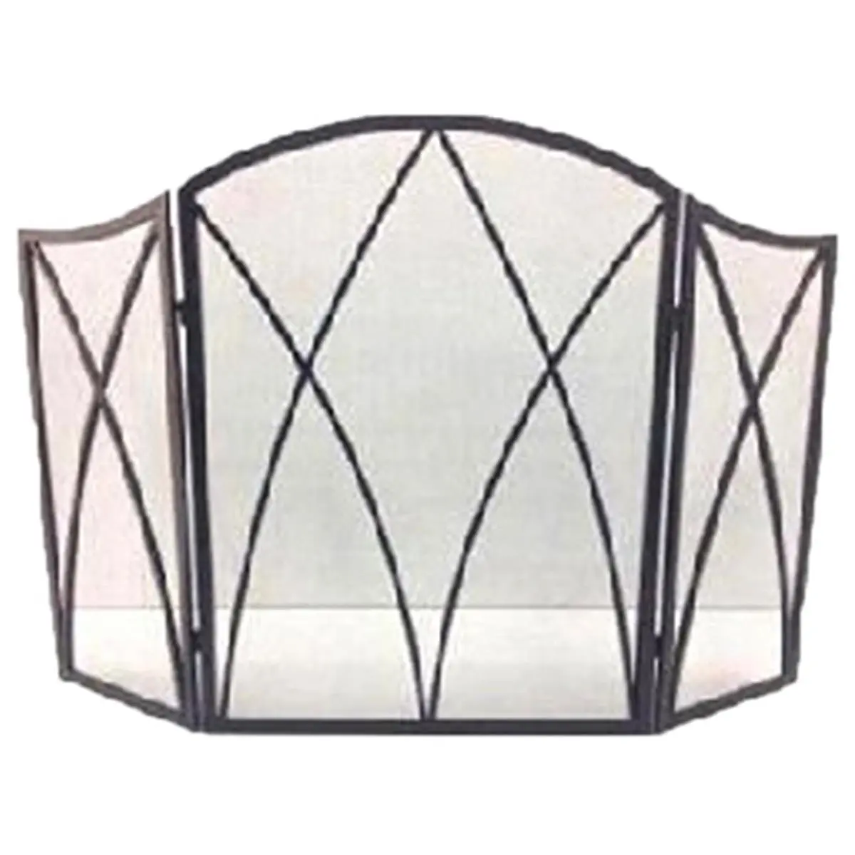 Panacea 212 MAIN Gothic Style 3-Panel Eggshell Black Powder-Coated Steel Fireplace Screen - 1.32x24.8x32.68 in, Living Room Home Decor, Room Dividers