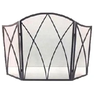 Panacea 15193 3 Panel Eggshell Black Gothic Style Fireplace Screen