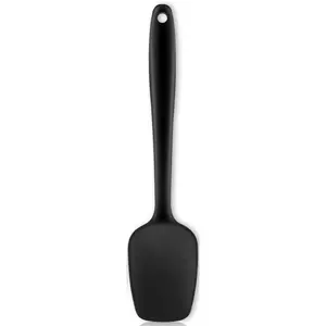 Silicone Spatula Spoon, 11.2" Heat Resistan Rubber Spoonula, Black Non-Stick Spootula with Seamless, Flexible Scrapers for Baking Mixing Serving, Stirring. (Large 11.2)