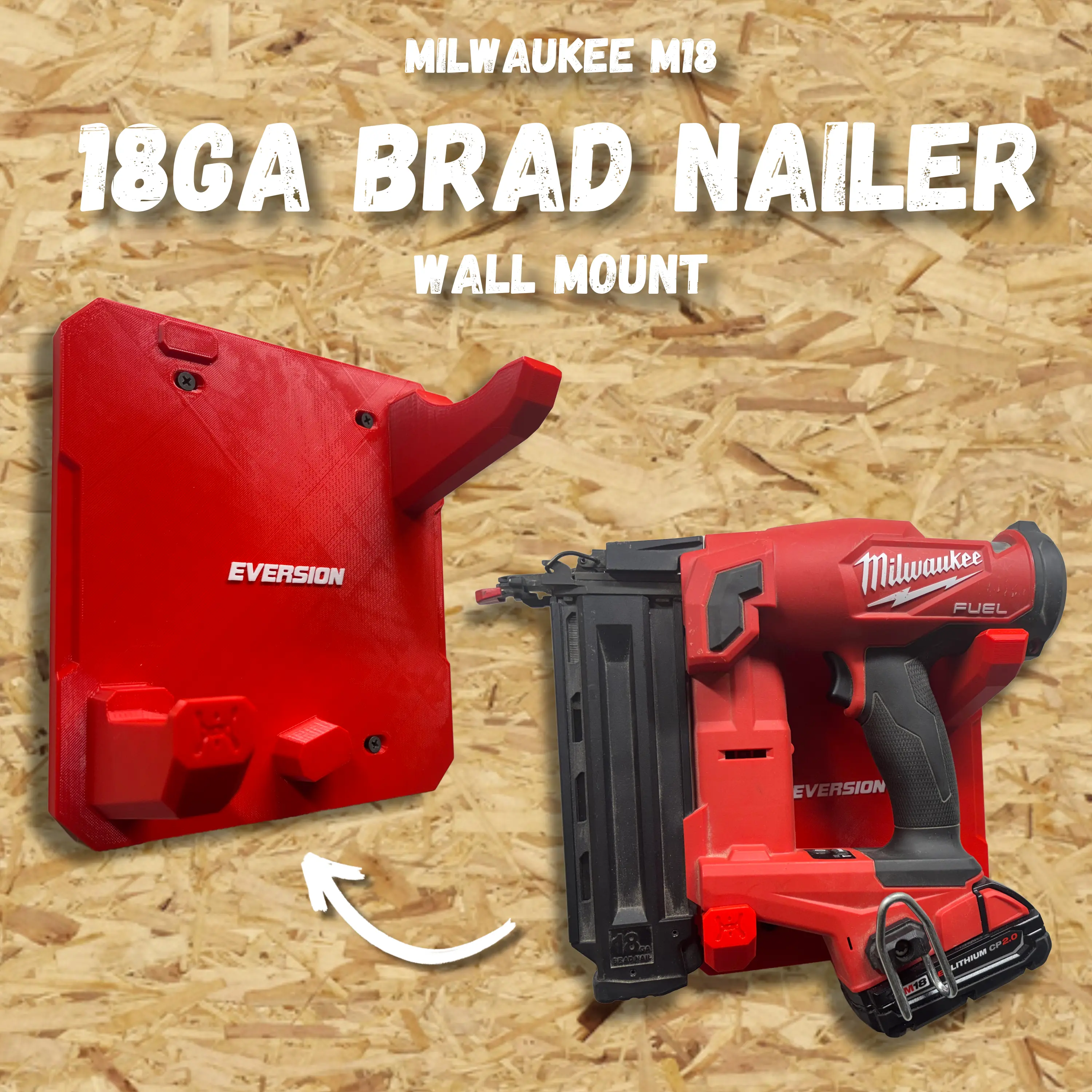 Milwaukee M18 18-Gauge Brad Nailer Compatible Wall Mount Hanger (for #2746-20)