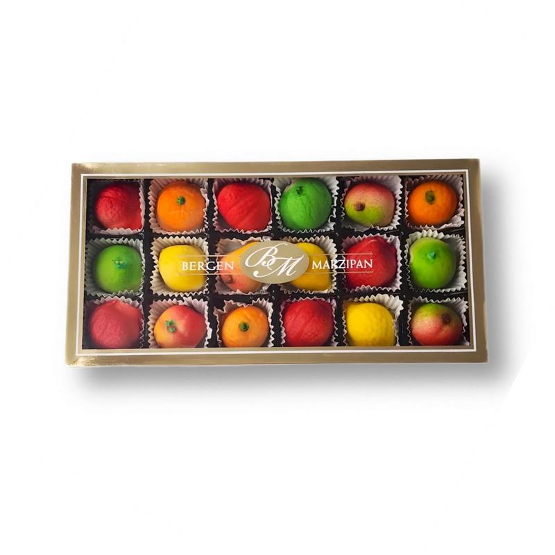 BERGEN MARZIPAN 18 or 36 or 54 Pieces - Assorted Fruits, Strawberry, Toasted Marzipan - 4 Flavors to Choose From